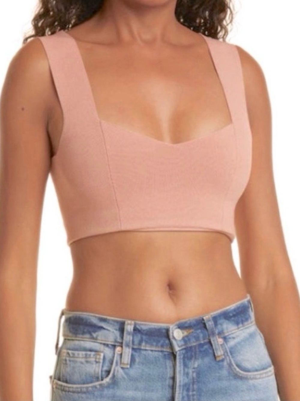 A.L.C. Jordana Compact Knit Bra Top Blush Pink Cropped Tank Sweetheart XS NWT